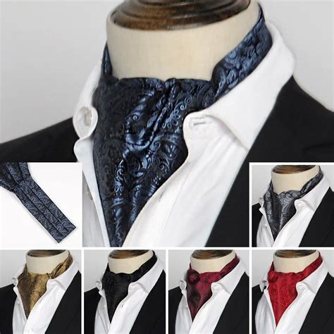 Men Vintage Cravat Wedding Formal Cravat Ascot Crinkle Self British Style Gentleman Polyester ...