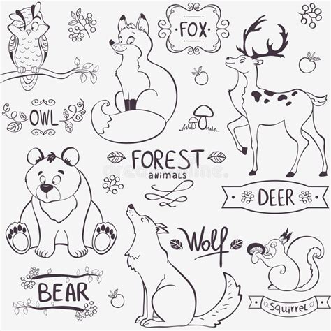 Forest animals silhouette stock vector. Illustration of happy - 35566383