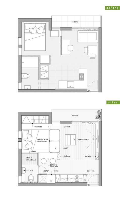 Small apartment in Melbourne on Behance Small Apartment Plans, Small Apartment Layout, Studio ...