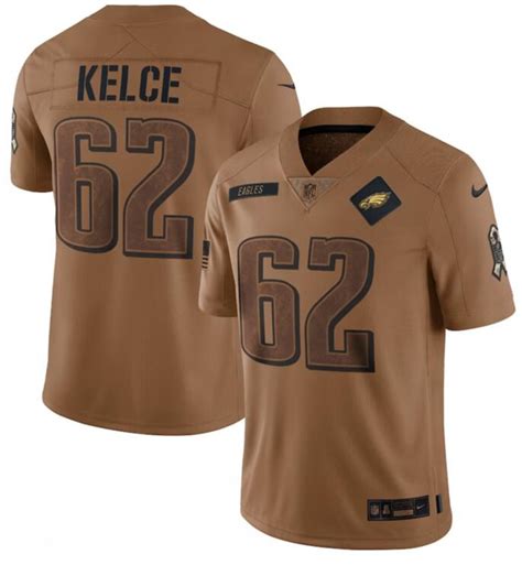 Nike Eagles 62 Jason Kelce Brown 2023 Salute To Service Limited Jersey