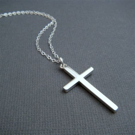 Silver Cross Necklace. LARGE. Sterling Silver Smooth Modern - Etsy