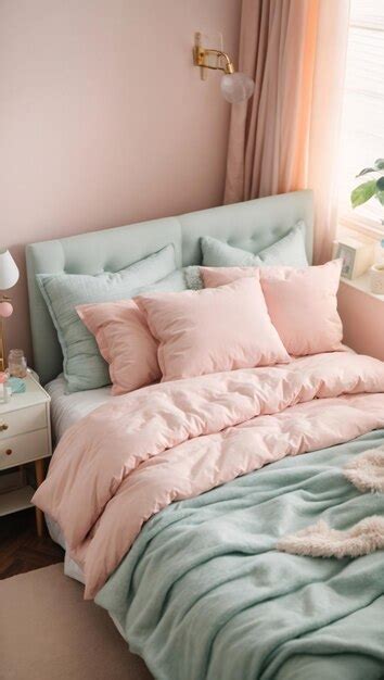 Premium AI Image | Minimalist Pastel Bedroom