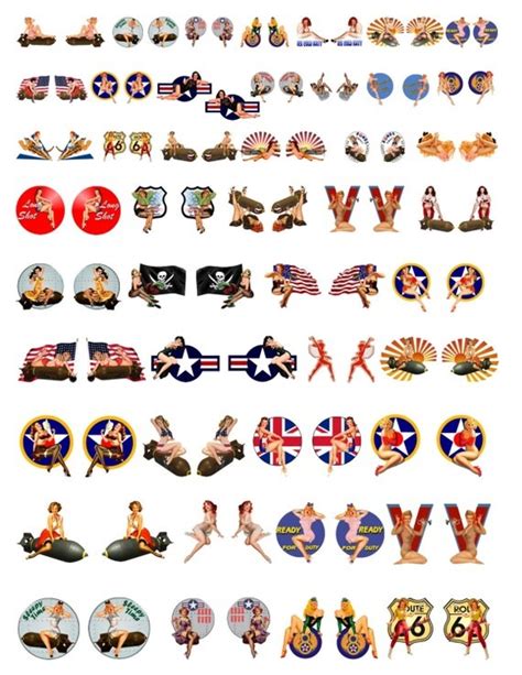 WWII Pinup Model Building Nose Art decal Variety Sheet from 1