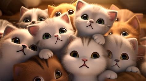 Premium AI Image | Cute cat baby bunch painting animated kitten wallpaper photo Ai generated art