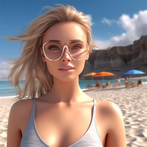 Premium AI Image | Hyper Realistic 3D Render of an Attractive Female on a Summer Beach