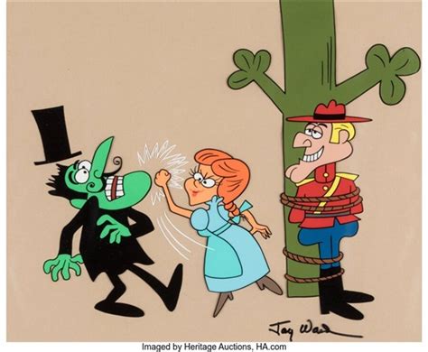 The Rocky and Bullwinkle Show Dudley Do-Right, Nell, and Snidely Whiplash Signed Scene Cel Jay ...