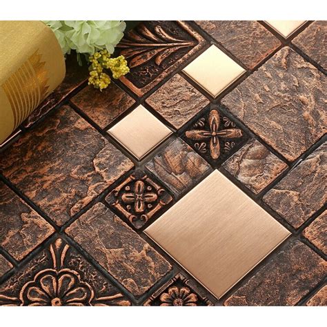 Wholesale Porcelain tiles Square Mosaic Tile Design Metal tile flooring Kitchen Backsplashes BFCM08