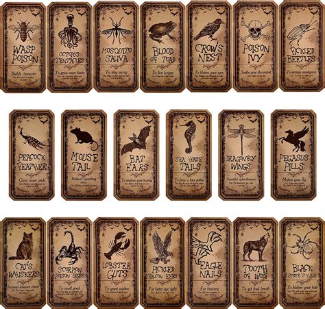 80 Pieces Creepy Halloween Animal Apothecary Bottle Labels Stickers ...