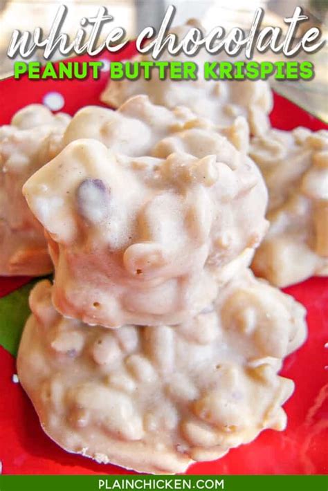 White Chocolate Peanut Butter Krispies - only 5 ingredients! White chocolate, peanu… | Peanut ...