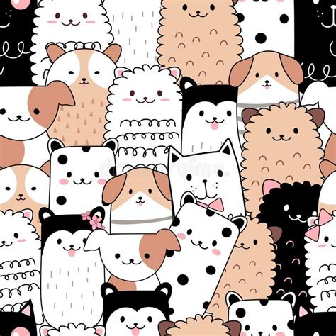 Seamless pattern cute animal cartoon. Photo about graphic, background, happy, pattern, love, d ...