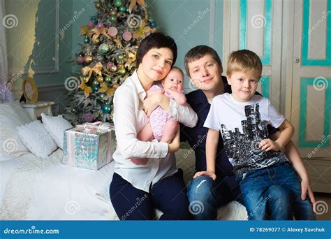 Happy Big Family in the Christmas Room Stock Image - Image of person, child: 78269077