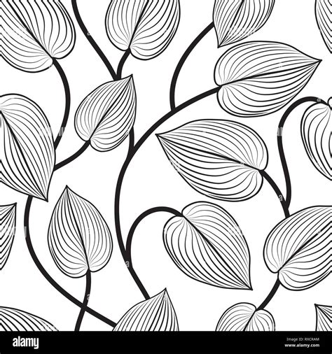 Floral seamless pattern. Leaves background. Flourish garden leaf line art backdrop Stock Vector ...