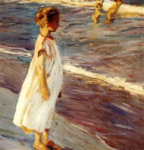 Joaquin Sorolla girl at beach Painting in Oil for Sale