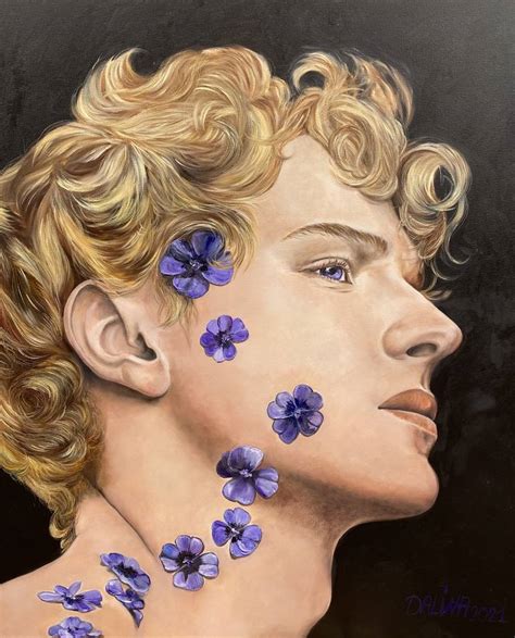 Portrait of handsome man oil painting Man with forget-me-nots on his face Sexy men art Gay pride ...