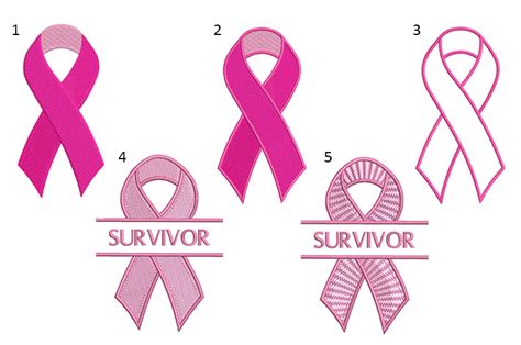 Breast Cancer Awareness Ribbons (5 designs) | Hatch Free Designs