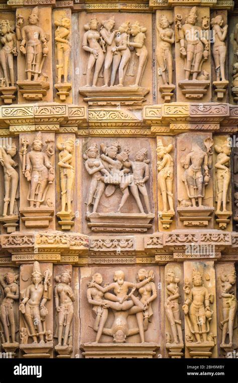 Arts on wall, Khajuraho temples, India Stock Photo - Alamy