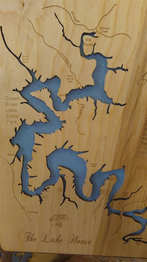 Wood Laser Cut Map of Green River Lake KY Topographical | Etsy