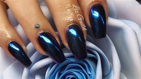 BLUE CHROME ACRYLIC NAILS - YouTube