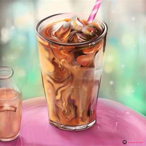 ArtStation - Iced Coffee Glass And Glass Bottle | Illustration ...