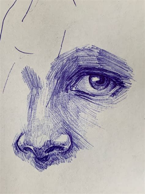 Blue Pen Art | Portrait dessin, Dessin de visage, Dessin noir et blanc