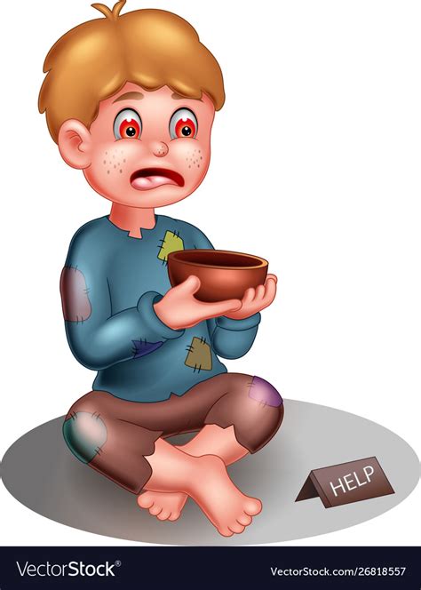 Poor boy cartoon Royalty Free Vector Image - VectorStock