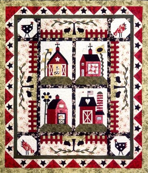 Little Red Barns Country Folk Art The Quilt Company Pattern Set 6 | Red barns, Quilts, Barn quilt