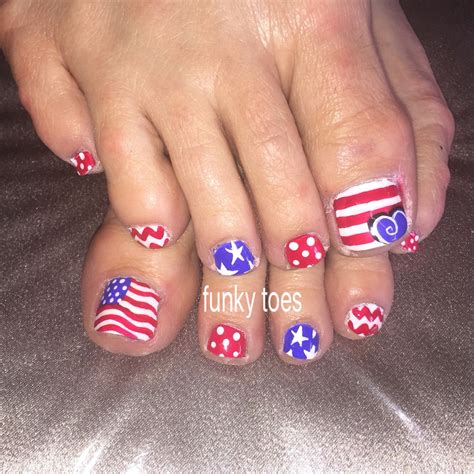 #4thofJulynailart #nailart #funkytoes | Toe nails, Toe nail art, Toe nail designs