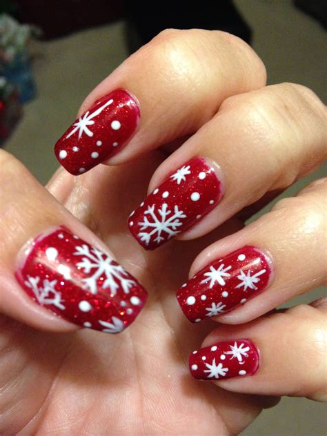 Christmas Snowflake Nails! Design by me on my real nails #Cnd Shellac ...