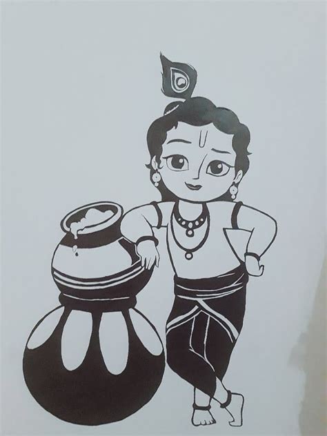 Little Krishna | Art drawings sketches simple, Girly drawings, Art drawings simple