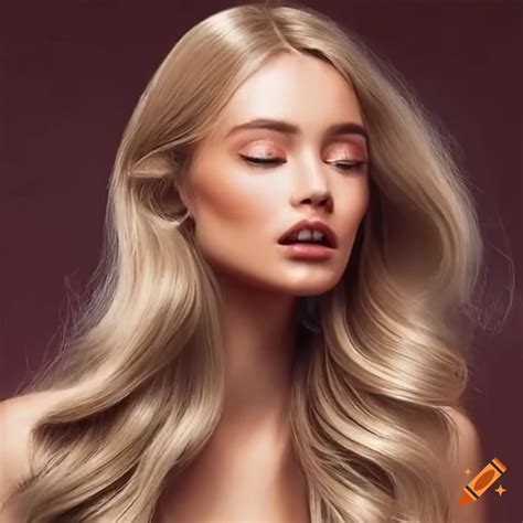 Shampoo advertisement for shiny blonde hair on Craiyon