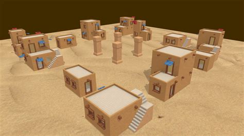 low poly desert village - Download Free 3D model by cubemelongames [2639191] - Sketchfab