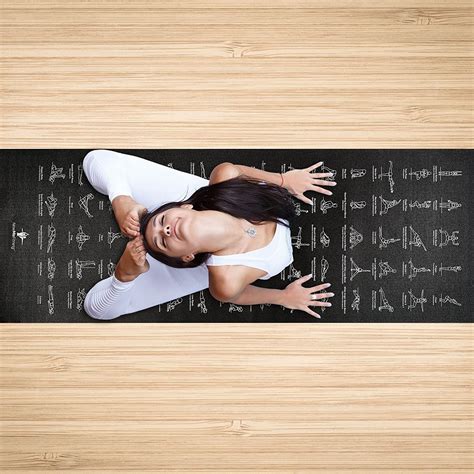 NewMe Fitness Instructional Yoga Mat Black Printed w/ 70 Illustrated ...