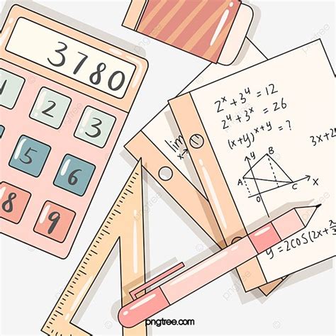 Pink Cute Math Stationery Elements, Math Clipart, Mathematics, Calculator PNG Transparent ...