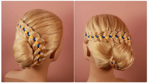 5 strand braid updo 💙💛 - YouTube