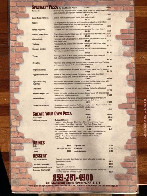 Online Menu of Newport Pizza Co. Restaurant, Newport, Kentucky, 41071 - Zmenu