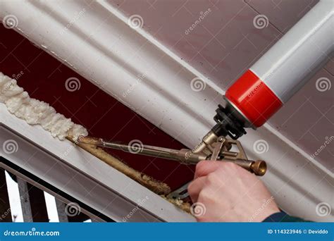 Installation of windows stock photo. Image of glue, repairs - 114323946