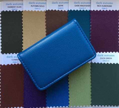 Dark Autumn Fabric Swatches in a faux leather wallet. The top ten colours in 7cms x 5cms fabric ...