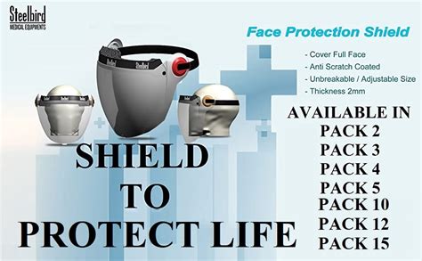 Steelbird SBA-2 Face Shield,Static Face Protection Shield, Full Face Protector For All Front ...