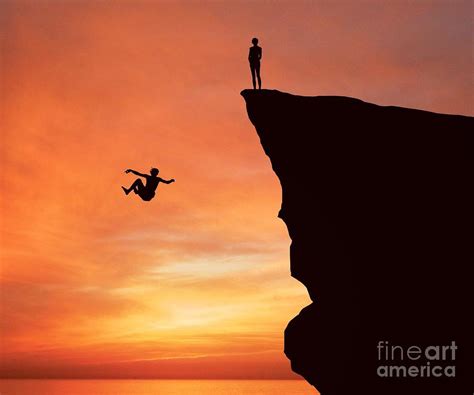 Silhouette Man Jumping From Cliff by Stijn Dijkstra / Eyeem