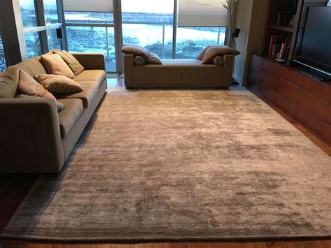 Light Brown Bamboo Silk area rug in Marina Del Rey Condo living room. 9 ...