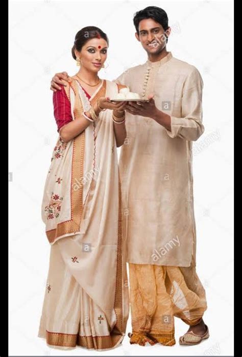 Bengali Couple In Traditional Dress With West Bengal Map, 50% OFF