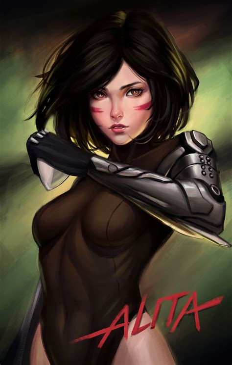 Wallpaper : ArtStation, dark hair, fan art, cyborg, digital painting ...