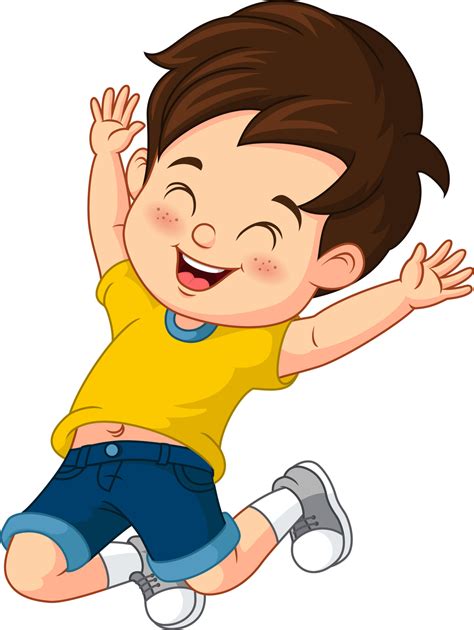 Cartoon happy little boy jumping 5112566 Vector Art at Vecteezy