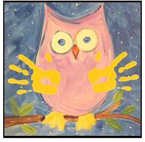 Owl handprint painting #craft or #gift | Handprint painting, Kids party crafts, Arts and crafts ...