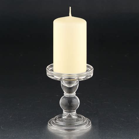 4.5" Clear Pillar Finish Glass Tabletop Candle Holder - Walmart.com