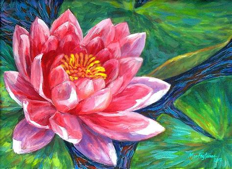 Red Lotus Flower Painting - Red Lotus Flower Fine Art Print | Flower painting canvas, Lotus ...