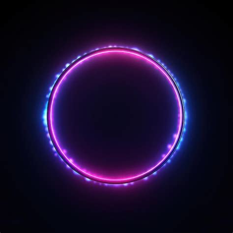 Premium Photo | Neon blue pink round frame ring circle shape glowing light with dark background ...