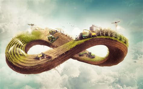 Download wallpapers 4k, agriculture, infinity sign, plantation cycle, 3d art, farming for ...