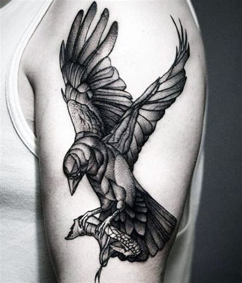 93 Cool Crow Tattoo Designs for Men [2024 Inspiration Guide] | Crow tattoo, White bird tattoos ...