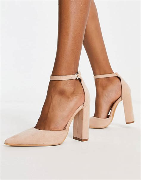 Truffle Collection block heel shoes in beige | ASOS